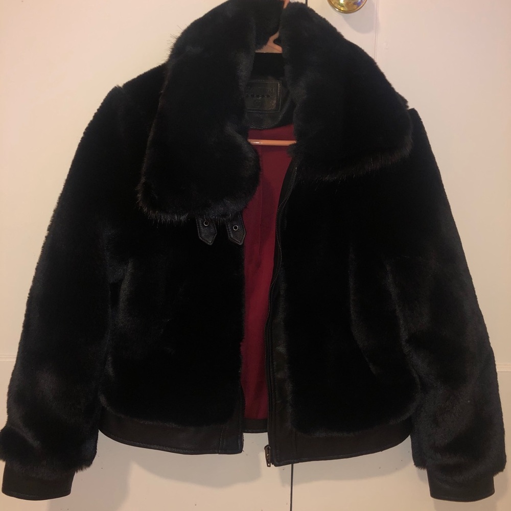 Faux black fur jacket